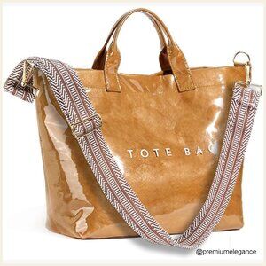 Large PVC Tote Bag with Letters Print, Hobo Style, Clear Shopping Bag